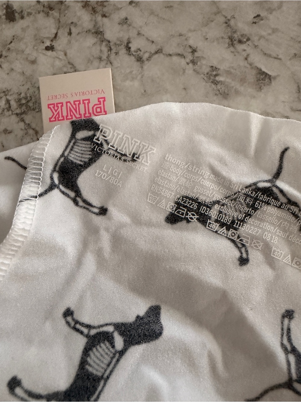 VS PINK Skeleton Dog Thong Panty NWT Large - Picture 4 of 4